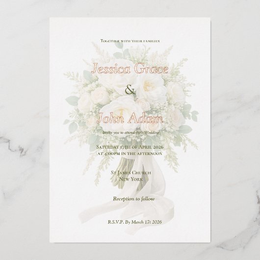 Invitation En Aluminium Modern Elegant Rose  (Recto)