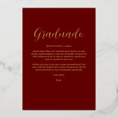 Invitation En Aluminium Modern Elegant Simplicity Spanish Graduate Photo (Verso)