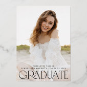 Invitation En Aluminium Modern Fete Foil Yay Grad Photo Party (Verso)