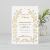 Invitation En Aluminium Modern Floral Cross Christian Baptism (Debout devant)