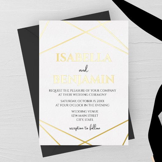 Invitation En Aluminium Modern Geometric Typography Wedding