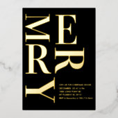 Invitation En Aluminium Modern Gold Foil “MERRY” Christmas Party (Recto)
