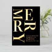 Invitation En Aluminium Modern Gold Foil “MERRY” Christmas Party (Debout devant)