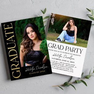 Invitation En Aluminium Modern Gold Graduate Photo Graduation Party