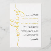 Invitation En Aluminium Modern Gold Script Wedding  (Recto)