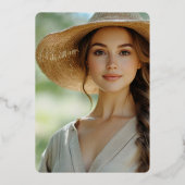 Invitation En Aluminium Modern Gold Typography Grad Photo (Verso)