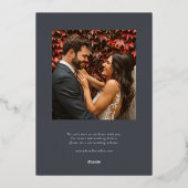 Invitation En Aluminium Modern Graphit Elegant Photo Wedding Save the Date (Verso)