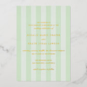 Invitation En Aluminium Modern Green Stripes Elegant Wedding (Recto)
