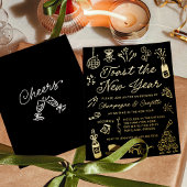 Invitation En Aluminium Modern Hand Drawn Doodle New Year’s Eve Party