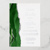 Invitation En Aluminium Modern Hunter Green Silver Agate Wedding (Recto)