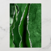 Invitation En Aluminium Modern Hunter Green Silver Agate Wedding (Verso)