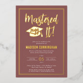 Invitation En Aluminium Modern Mastered It Master's Degree Graduation (Recto)