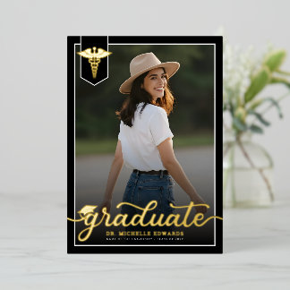 Invitation En Aluminium Modern Medical School Graduate Photo Graduation