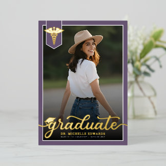 Invitation En Aluminium Modern Medical School Graduate Photo Graduation
