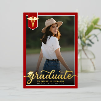 Invitation En Aluminium Modern Medical School Graduate Photo Graduation