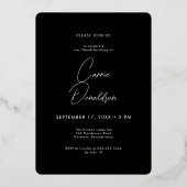 Invitation En Aluminium Modern Minimal Fifty Fabulous Photo Black Birthday (Verso)