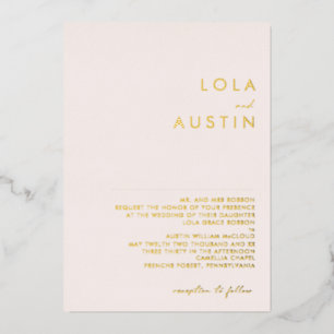 Invitation En Aluminium Modern Minimal Gold Blush Traditional Wedding Real