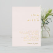 Invitation En Aluminium Modern Minimal Gold Blush Traditional Wedding Real (Debout devant)