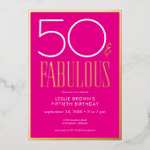 Invitation En Aluminium Modern Minimal Pink Fifty & Fabulous Birthday (Recto)