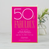 Invitation En Aluminium Modern Minimal Pink Fifty & Fabulous Birthday (Debout devant)
