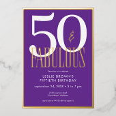 Invitation En Aluminium Modern Minimal Purple Fifty & Fabulous Birthday (Recto)