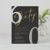 Invitation En Aluminium Modern Minimal Script Sixty 60th Birthday Party (Debout devant)