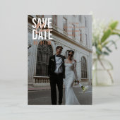 Invitation En Aluminium Modern Minimalist Block Typography Save the Date (Debout devant)