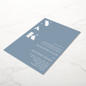 Invitation En Aluminium Modern Monogram Initials Dusty Blue Bold Wedding  (Rotation)
