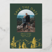 Invitation En Aluminium Modern Mountain Outdoors Wedding Save The Date (Recto)
