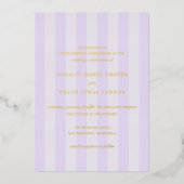Invitation En Aluminium Modern Purple Stripes Elegant Wedding (Recto)