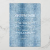 Invitation En Aluminium Modern Romantic Blue Jean Engaged Couple Photo (Verso)