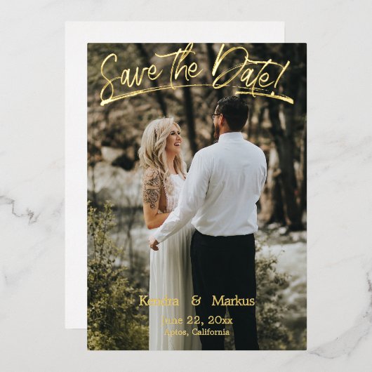 Invitation En Aluminium Modern Save the Date Photo (Recto/Verso)