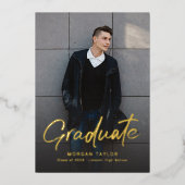 Invitation En Aluminium Modern Script Casual Photo Graduation (Recto)