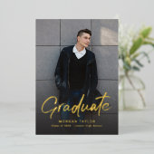 Invitation En Aluminium Modern Script Casual Photo Graduation (Debout devant)