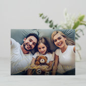 Invitation En Aluminium Modern Script Family Photo Happest Holiday card (Debout devant)
