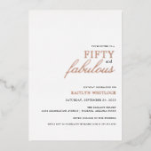 Invitation En Aluminium Modern Simple Black 50 and Fabulous Birthday Party (Recto)