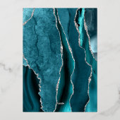 Invitation En Aluminium Modern Teal Silver Agate Purple Wedding (Verso)