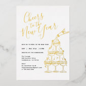 Invitation En Aluminium Modern White Cheers to the New Year Party (Recto)