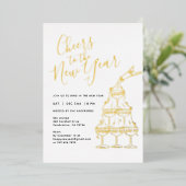 Invitation En Aluminium Modern White Cheers to the New Year Party (Debout devant)