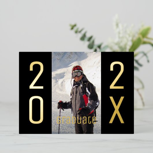 Invitation En Aluminium Moderne 2025 Graduate Photo Graduation Party Gold (Debout devant)