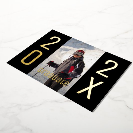 Invitation En Aluminium Moderne 2025 Graduate Photo Graduation Party Gold (Rotation)