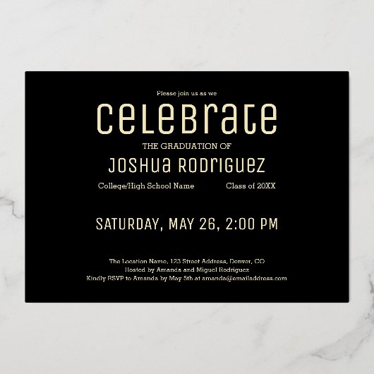 Invitation En Aluminium Moderne 2025 Graduate Photo Graduation Party Gold (Verso)