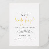 Invitation En Aluminium Moderne 21e anniversaire Script moderne blanc réel (Recto)
