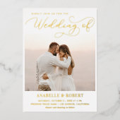 Invitation En Aluminium Moderne 2 Photos & Script chic QR Code Mariage Rea (Recto)