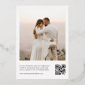 Invitation En Aluminium Moderne 2 Photos & Script chic QR Code Mariage Rea (Verso)