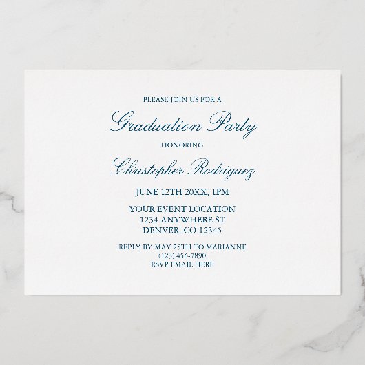 Invitation En Aluminium Moderne 4 - Diplôme photo (Verso)