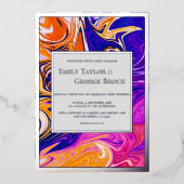Invitation En Aluminium Moderne Abstrait élégant Galaxy Wavy Silver Mariag (Recto)