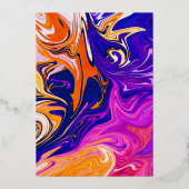 Invitation En Aluminium Moderne Abstrait élégant Galaxy Wavy Silver Mariag (Verso)