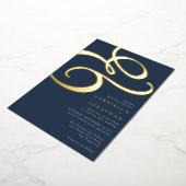 Invitation En Aluminium Moderne Ampersand Marine Blue Mariage Gold (Rotation)