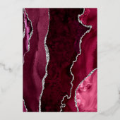 Invitation En Aluminium Moderne Argent Bourgogne Agate Mariage foncé (Verso)